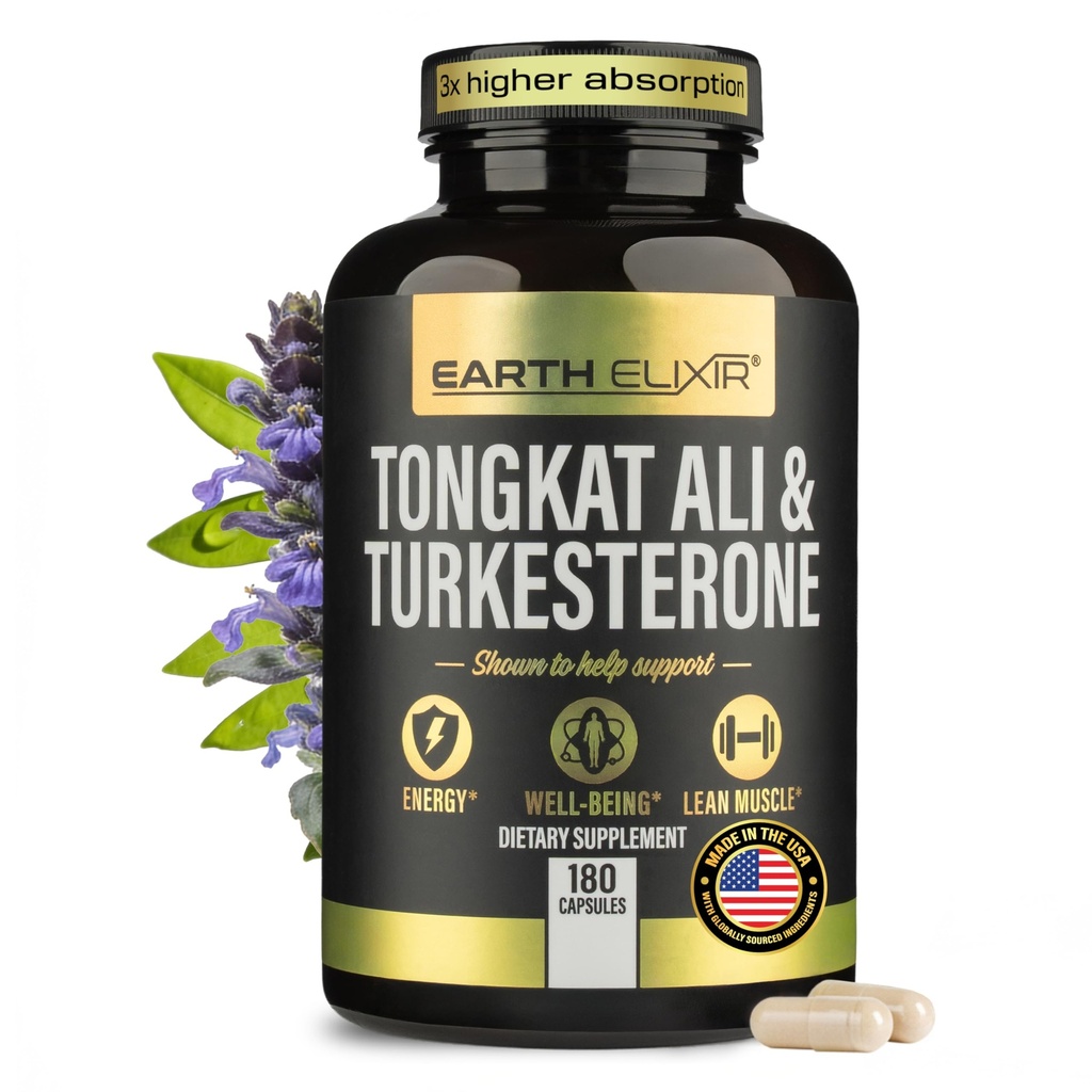Turkesterone Tongkat Ali za moške in ženske – 2-in-1 Natural Testosterone Podpora za energijo in fitnes - Visoka moč Turkesterone Dopolnilo za moške s Tongkat Ali –– Čista Formula Non-GMO