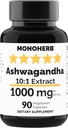 MONOHERB Ashwagandha Extract 1000 mg - 90 vegetarijanskih kapsul
