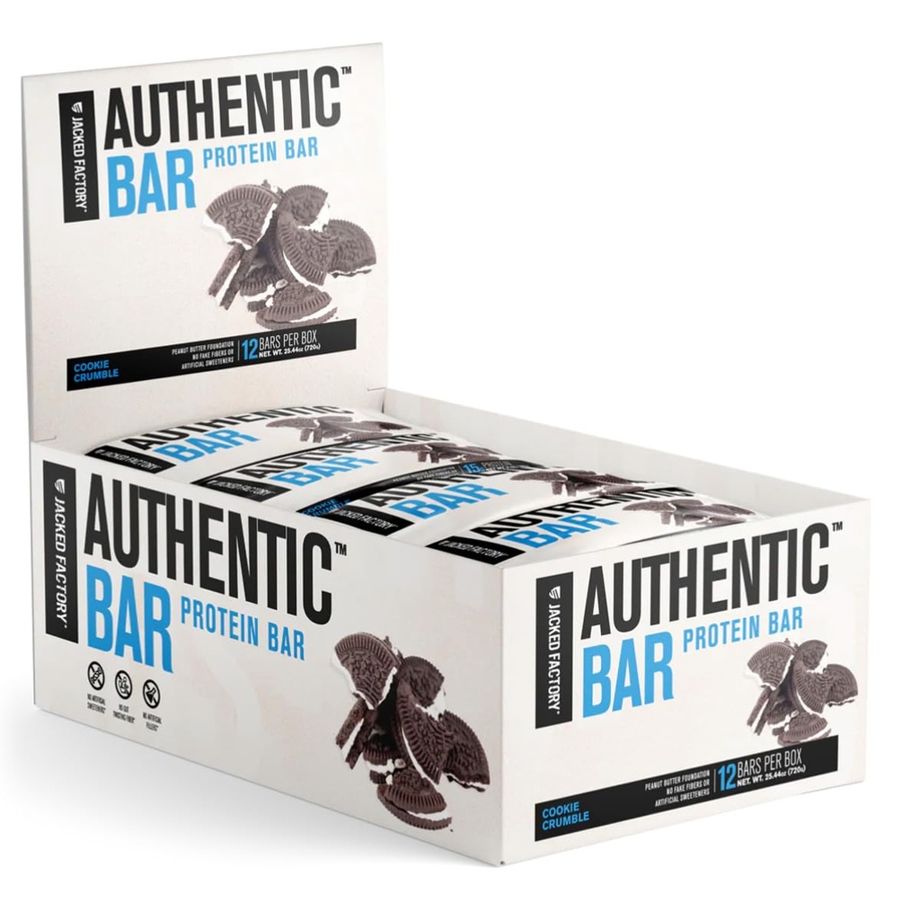 Verodostojna ploščica Cookie Crumble Protein Bars - Nadomestne energijske čokoladice sirotkinih beljakovin w/ 15g, naravni sladkorji iz čistega medu, Zdrava maščoba Peanut Butter Foundation - 12 Pack