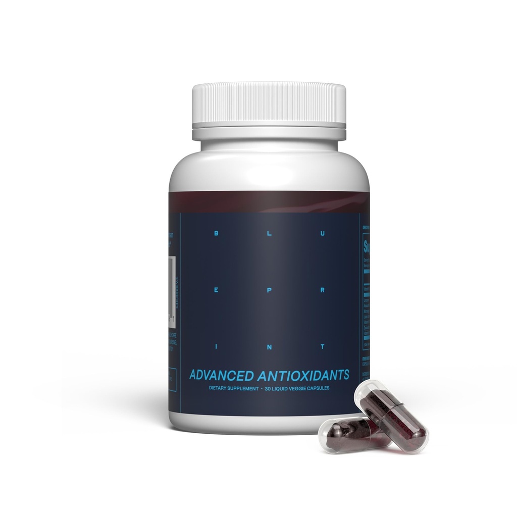 Blueprint Bryan Johnson Advanced Antioksidant Supplement – Lutein, Zeaksantin, likopen, vitamin K1, K2 – Veganske kapsule za vid, podporo kosti in srca – posodobljena formula Essential Softgels