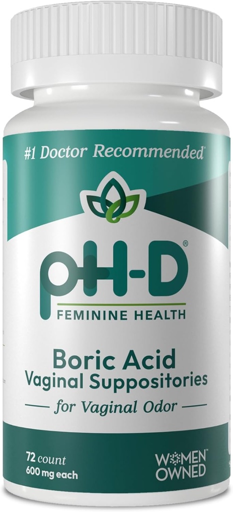 pH-D Feminine Health - 600 mg Borove kisline Suppositories - ženska lastnica - za Vaginalno Odor uporabo - 72 števk