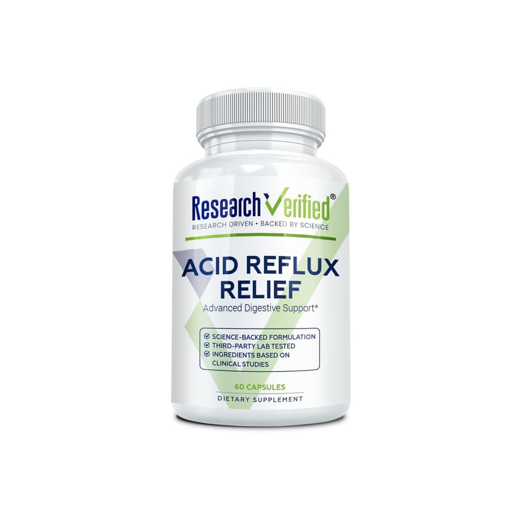 Raziskave Preverjena Reflux Relief - Soothe Gate Problemi - Melatonin, 5-HTP, Marshmallow Root - 60 Kapsule - Vegan