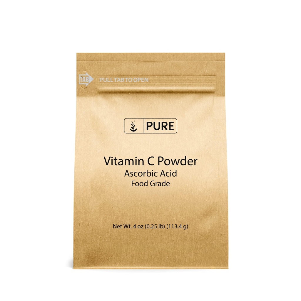 PURE POREKLA SESTAVINE Vitamin C v prahu (4 oz) Askorbinska kislina, ne GSO, prehranska dopolnila