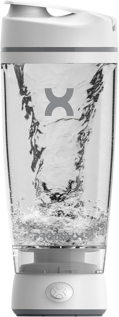 Promix Original Shaker Plastenka - Baterije na pogon za gladke proteinske pretrese - BPA Free, 20oz pokal (bela)