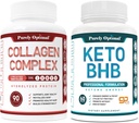 Čisto Optimal Premium Keto Diet tablete Utilize Maščoba za energijo s Ketosis + Premium Multi Collagen Peptide Kapsule (tipi I, II, III, V, X)