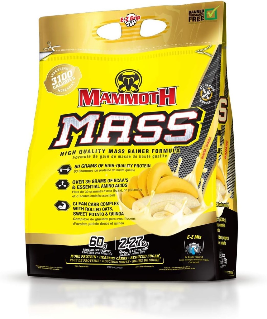 Interaktivna prehrana Mammoth Mass Supplement, 5 funtov, Banana, 2.2kg Banana