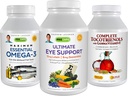 ANDREW LESSMAN 3 Product Eye Health Bundle - 360 Softgels Vsak od Ultimate Eye Support, Maksimalna Essential Omega-3 in Complete Tocotrienols. Spodbuja in podpira zdravje oči.
