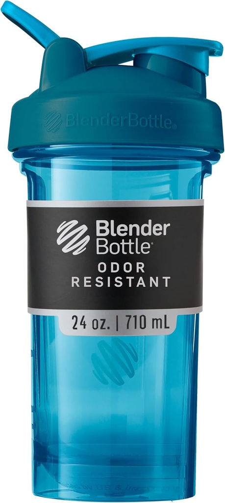 BlenderBottle Shaker serija Pro kot nalašč za beljakovinske pretrese in pred vadbo, 24-ounce, Ocean Blue