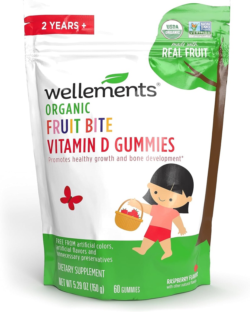 Wellements Organic Fruit Bite Vitamin D Gumies 