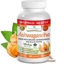 UDAF Preverjena organska Ashwagandha s črnim poprom - 180 kapsul - 1965mg Dodatna moč za stres, spanje, razpoloženje, ščitnica, Fokus, Hair, Vegan Pure Root Extract Powder - Moški in ženske dodatki