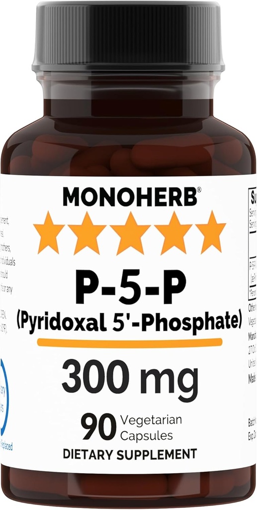 MONOHERB piridoksal 5-fosfat 300 mg - 90 vegetarijanskih kapsul - P5P Aktiviran vitamin B6 - zelo biološko dostopen