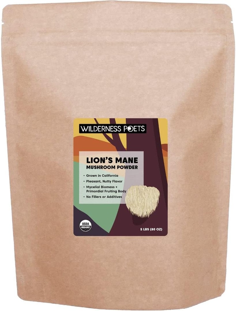 Wilderness Pesniki Ekološki Levji grivasti powder - Kalifornija raste (80 Ounce - 5 funtov)