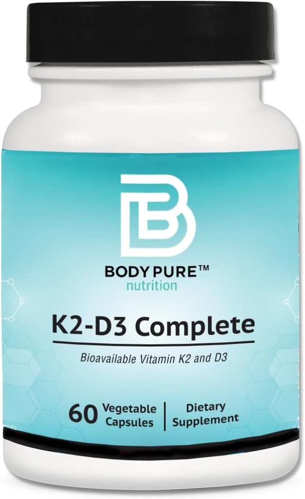 Body Pure K2-D3 Complete - 5000iu of Vegan D3 & 45mcg of Vitamin K2 as MK7 (MenaQ7® PRO)