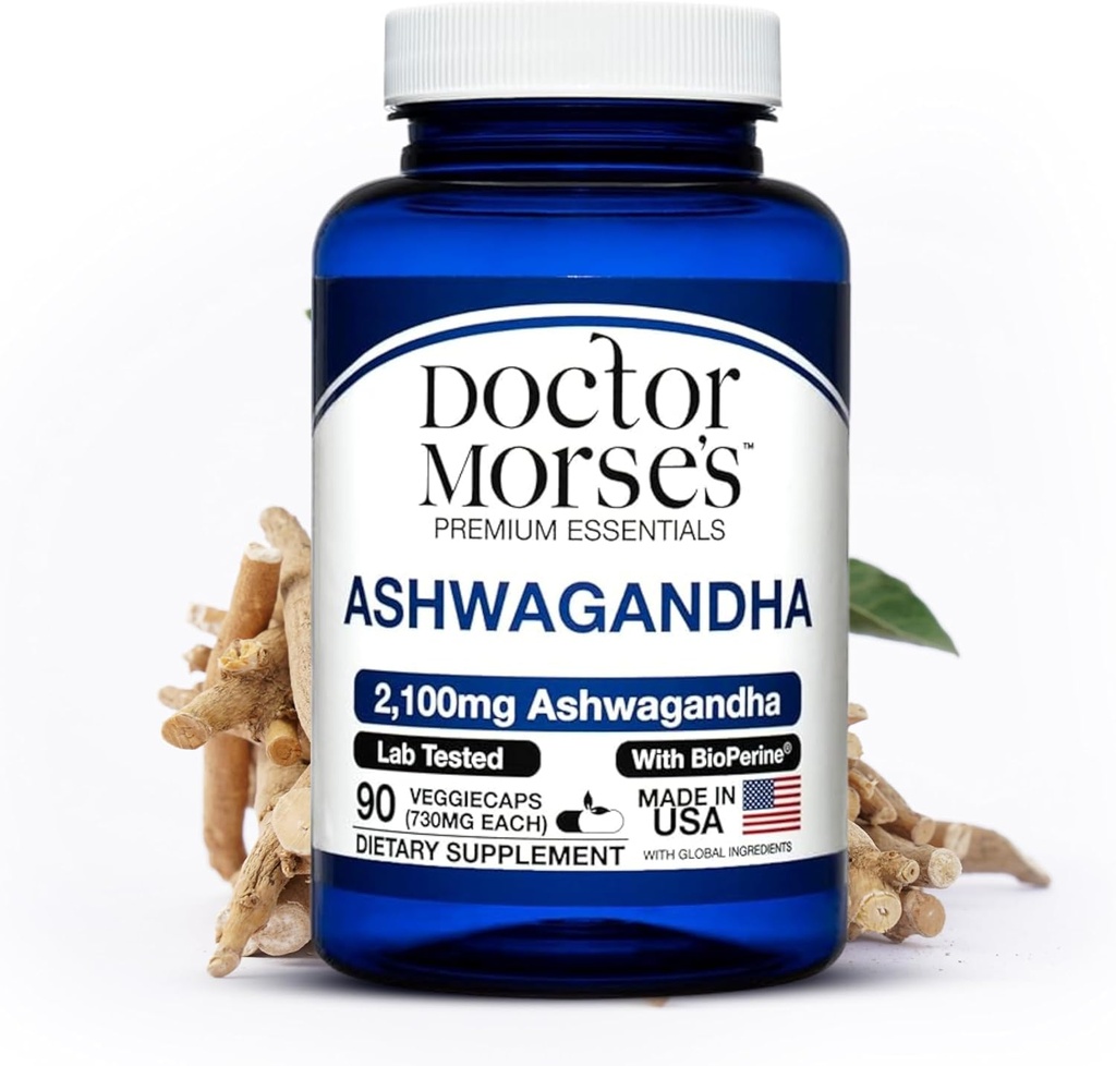 Ashwagandha 2100mg dodatek, Pure Ashwagandha Powder and Root Extract, Bioperine Black Pepper, Izdelano v FDA-Registriran, NSF-Certified Facility, Podpira zdrave ravni stresa, 90 kapsul