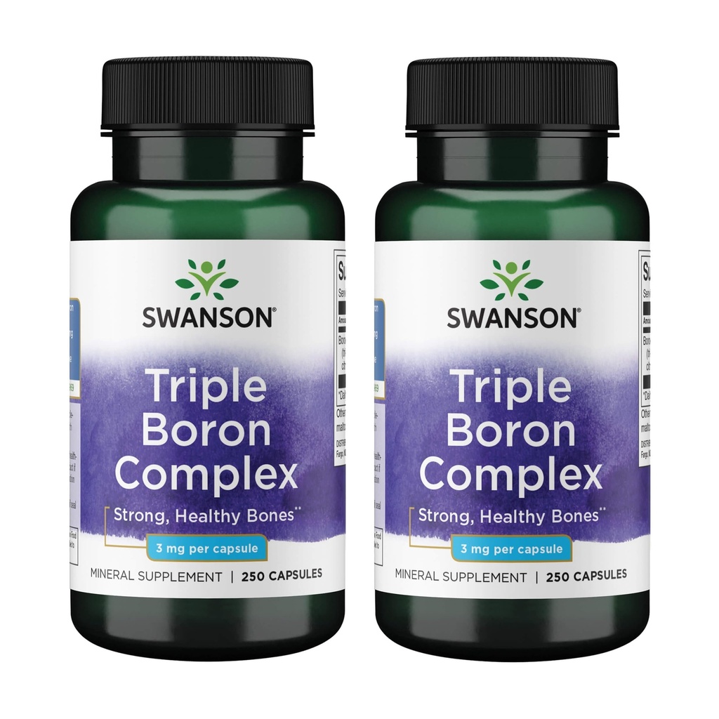 Swanson Triple Boron Complex - Natural Bone Health & Joint Support - Mineral Supplement Featuring Citrate, Aspartat & Glycinate - (250 kapsul) 2 pakiranji