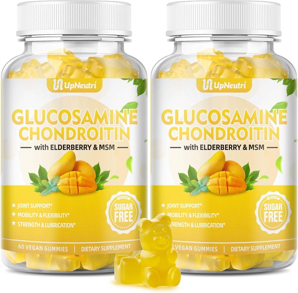 Sladkor brez glukozamina Chondroitin Gumies, Dodatna moč 1500mg glukozamin s Chondroitin MSM & Bezgove jagode in kurkuma, Skupna podpora dodatek za moške in ženske Move Free Skupno zdravje
