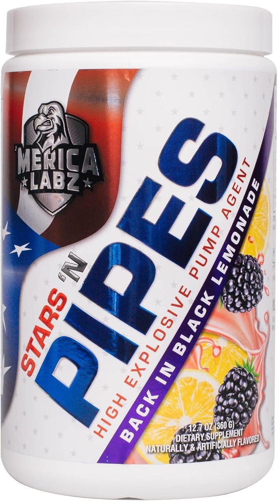 Merica Labz Stars N Cevi Visoko eksplozivni črpalko agent, Stimulant-free, 6G L-Citrulline, 20 Serving (Nazaj v črni limonadi)