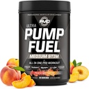 PMD Sports Pump Fuel Ultra Medium Stim - Premium Preworkout Powder & Muscle Pump, večji fokus, vzdržljivost in okrevanje, Premium Kreatin, Arginin & Beta Alanin - Peach Nectarin (30 strežajev)