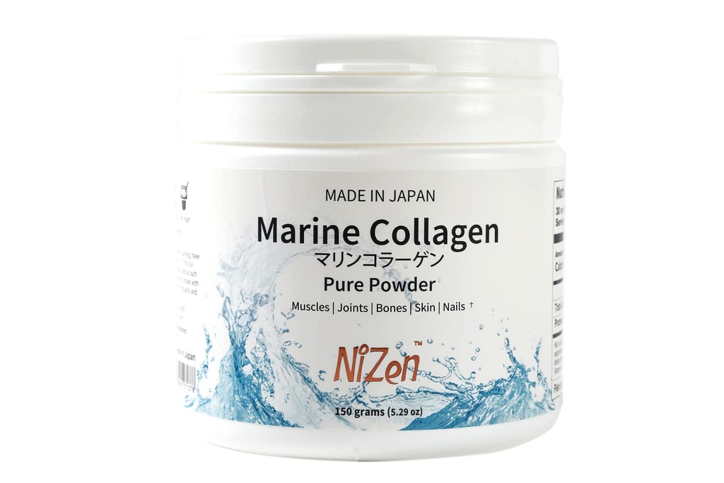 Nizen Marine Collagen Pure Powder, hidrolizirani peptidi Easy-to-Digest Aminokisline dodatek. Brez arome. Nebrušen. Narejeno na Japonskem. 5.29oz