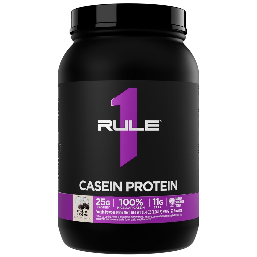 Pravilo 1 Kazein Protein - 25g proteinov in 11g EAA na odmerek iz micellarnega kazeina s počasnim sproščanjem za nočno regeneracijo in trajno dostavo med obroki (2 funta*, piškoti in crème)