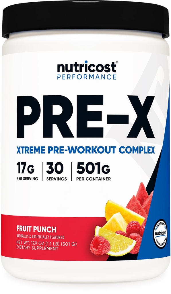 Nutricost Pre-X Xtreme Pred-workout Kompleksni prah, Sadni Punch, 30 Serving, Vegetarian, Non-GMO in Gluten brezplačno