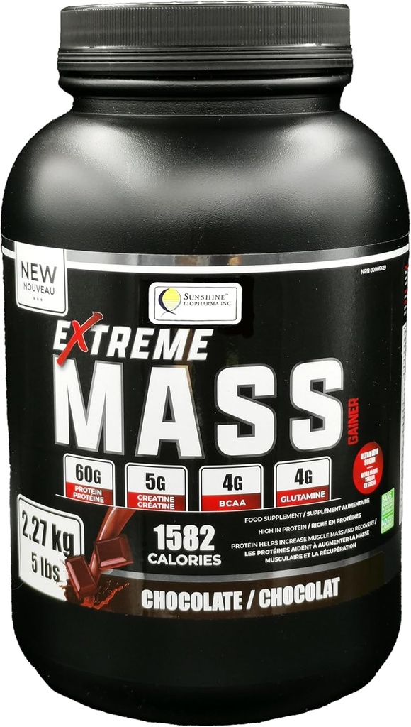 Extreme Mass Gainer Muscle Builder, 5 funtov (2,27 kg) Nizko sladkor visoke kalorije za intenzivno vadbo