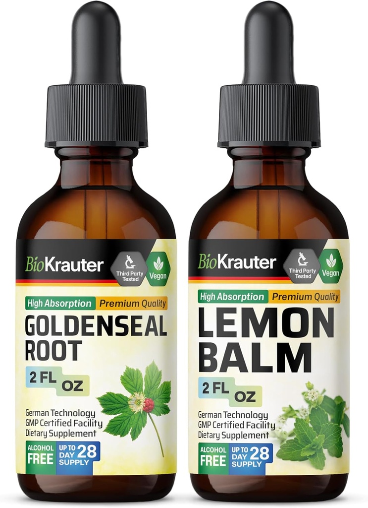BIO KRAUTER Goldenseal Tinkture 2 Fl. Oz. & Lemon Balm Tinkture 2 Fl. Oz.