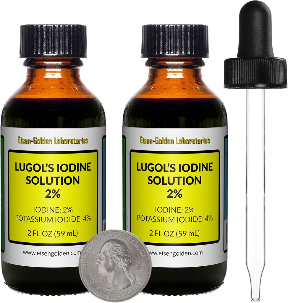 Lugolov jod / 2% raztopina / 4 Oz v dveh oranžnih steklenicah/prostih kapljicah/ZDA
