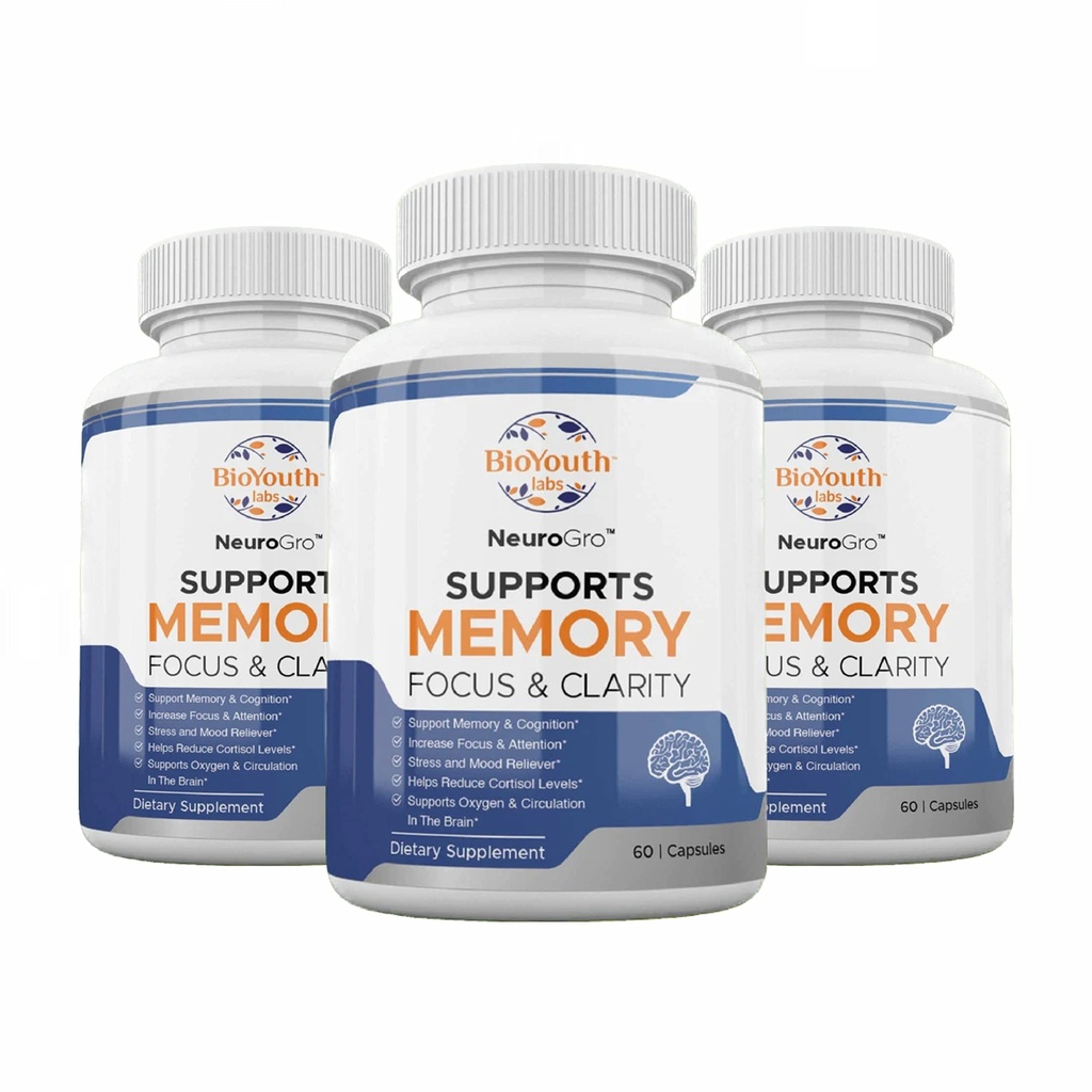 Laboratoriji Natural Brain Health dopolnila za odrasle,180 Kapsule - Hranilna mešanica Bacopa Monnieri, Ginkgo biloba, Melissa Officinalis & Citicoline za možgane fokus in spomin
