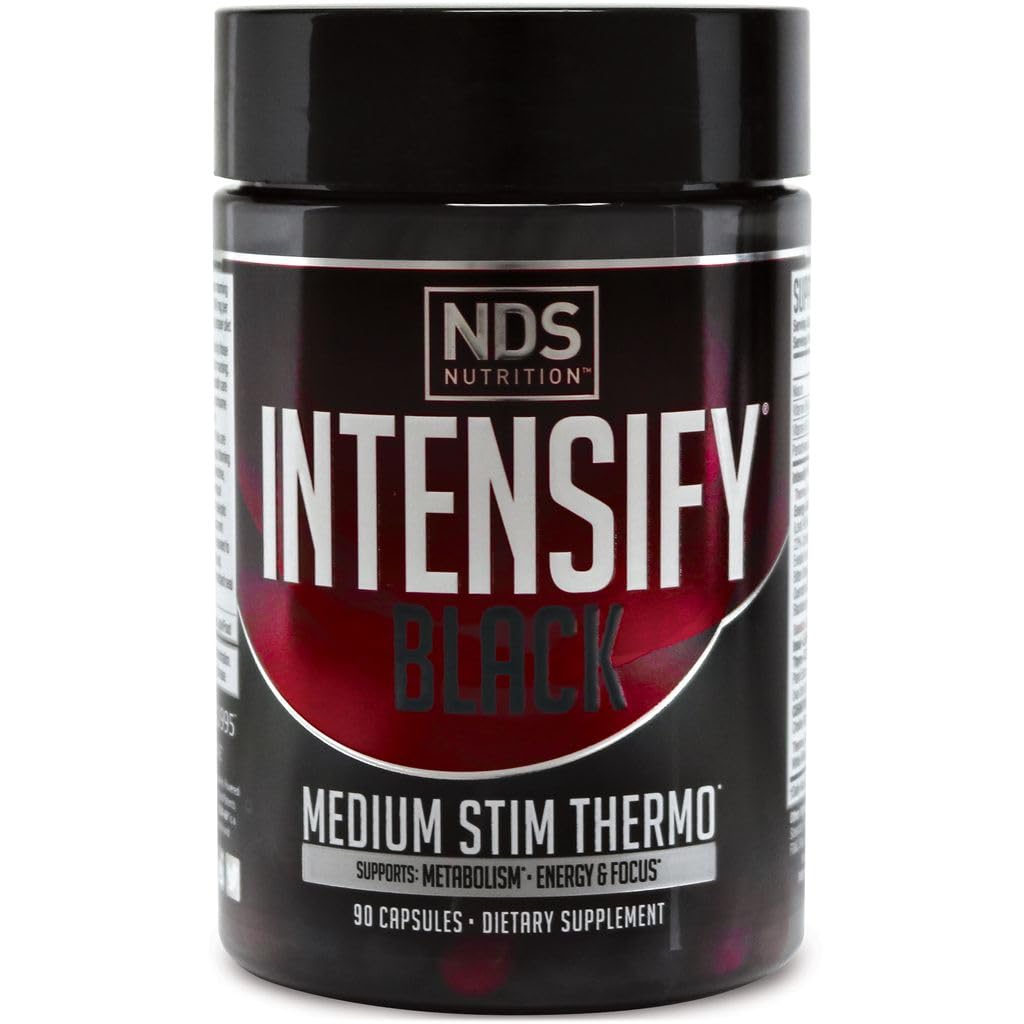 Intensify NDS Nutrition Black - Termogenska mešanica z Advantra Z za izgubo maščob in vode - povečanje metabolizma, opekline kalorij, pomoč Zatiranje apetita - izboljšanje telesnega tona, opredelitev mišic - 90 kapsul