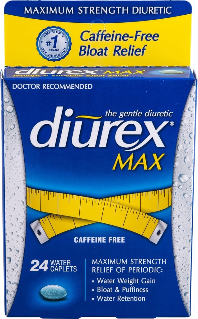 Diurex Max vodne kape Kofein brez - 24 Kapetov, pakiranje po 2