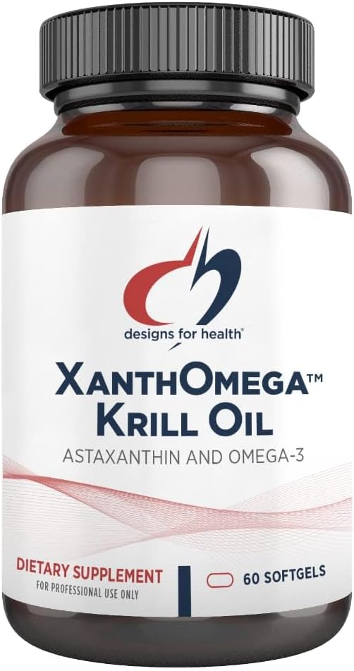 Designs for Health XanthOmega - Krill Oil z 12mg astaksantin - Antioksidant, fosfolipidi + EPA/DHA Omega 3 - Kardiovaskularno, Skin + Eye Health Supplement (120 Softgels)