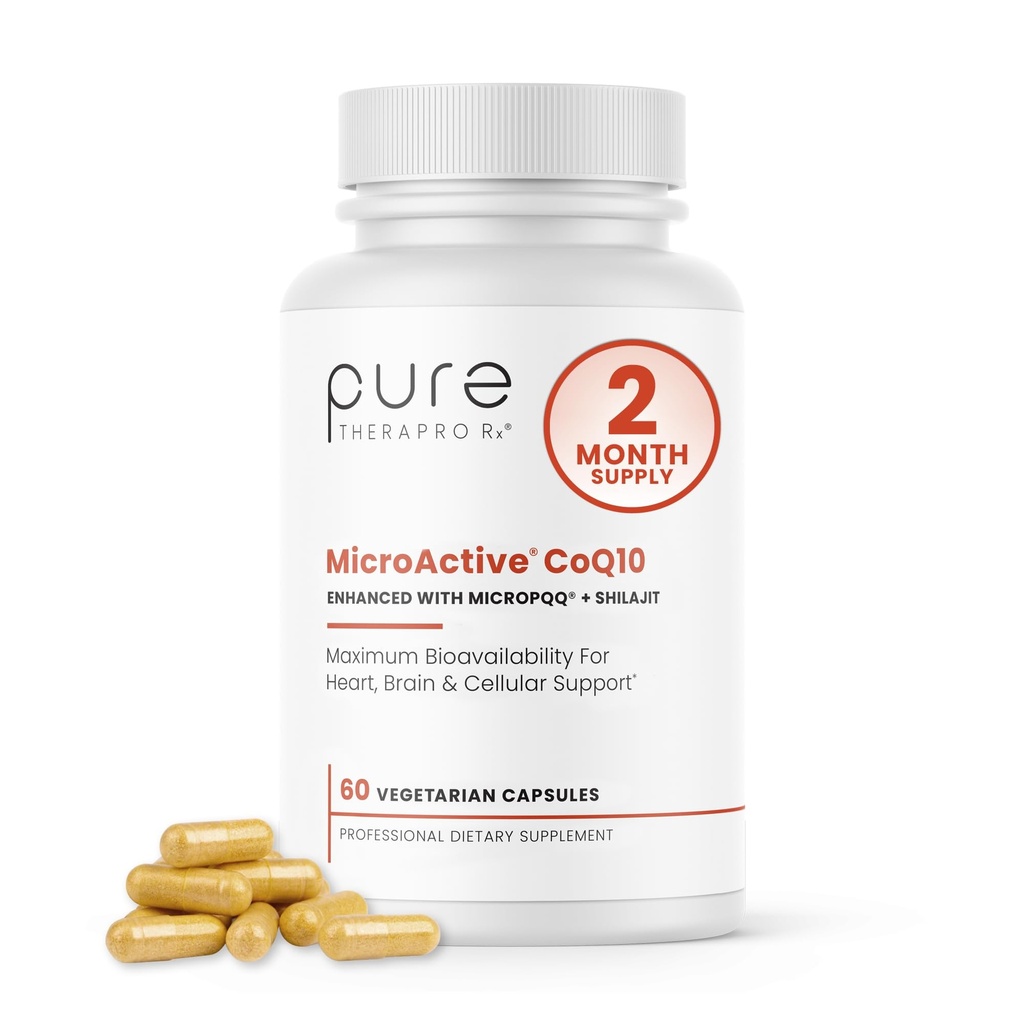 MicroActive CoQ10 Okrepljeno z MicroPQQ + Shilajit “Ohranjeno sproščanje” 60 Veg Caps 