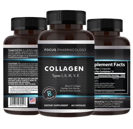 Kolagenska podpora (Tip I, II, III, V, X) Avian Sternelum Hidralizirani kolagen Skin Peptides Kolagen Podpora s hialuronsko kislino + Beljakovinski kompleks + Naravni dodatek (180 kapsul)