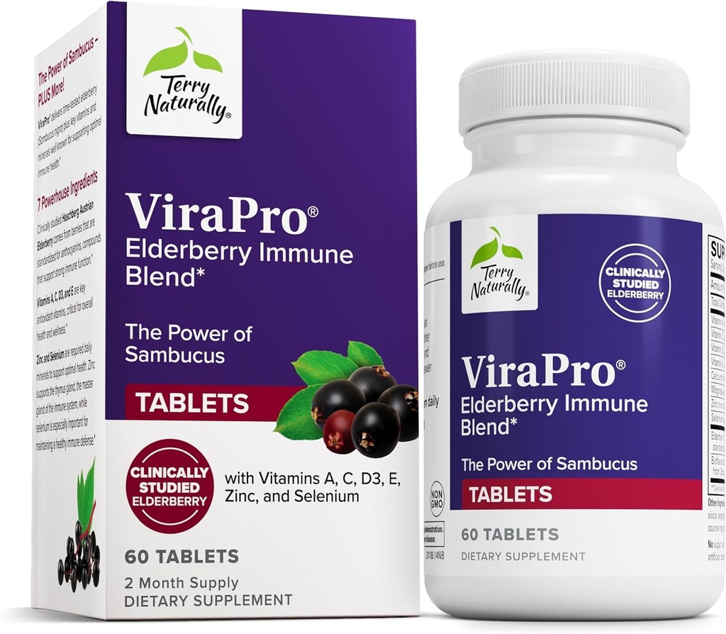 Terry Seveda ViraPro - dodatek z zeliščno mešanico za imuno podporo - dodatek z bezgovimi jagodami, cinkom in selenom - podpora imunski odziv - 60 tablet