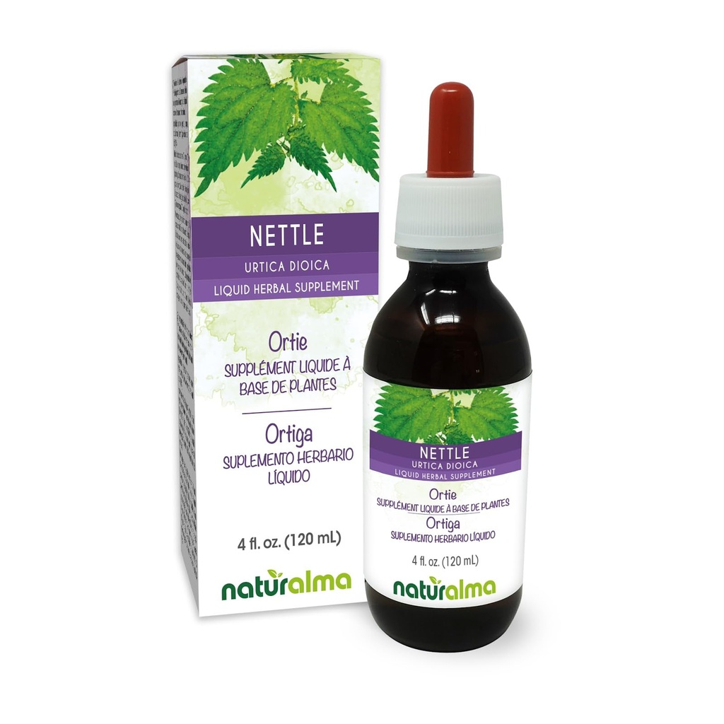 Naravne koprive (Urtica dioica) List in koren alkohol brez tinkture - 4 fl oz Tekoči ekstrakt v kapljice - zeliščni dodatek - Vegan