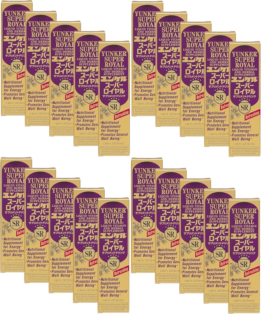 Super Royal, Liquid Vitamin & Zeliščni dodatek, nergiji Zeliščni dodatki, Zeliščna energija Boost, zmanjša telesno utrujenost in utrujenost, 1.69 Fl oz, Izdelano na Japonskem (Pack of 20)