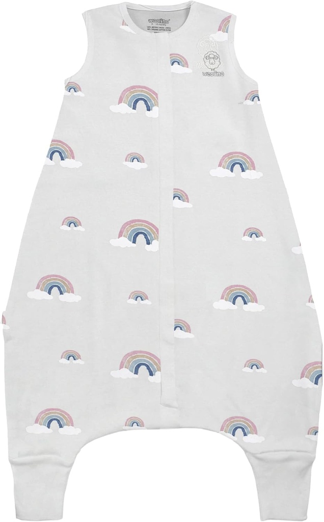 Woolino 4 Sezona Baby Sleep Bag z nogami, Merino Wool in Organic Cotton Walker Sleep Sack, Toddler Sleep Bag, 18-36m, Mavrica
