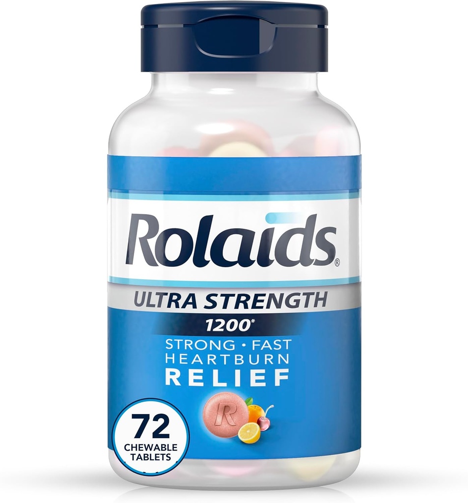 Rolaids Ultra moč Antacid žvečljive tablete, sortirano sadje, 72-Count