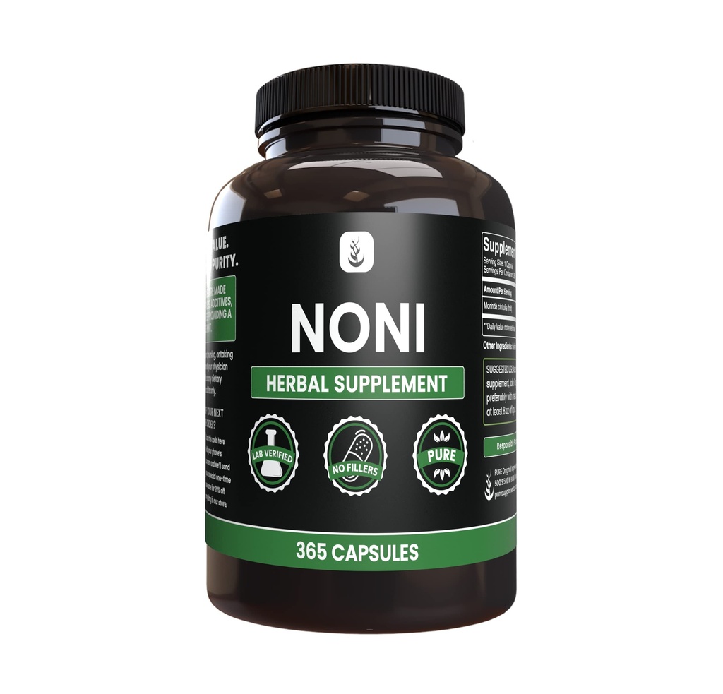 PURE IZVIRNIKI SESTAVINE Noni (365 kapsul) Brez magnezija ali riževih polnil, vedno čista, laboratorij preveri