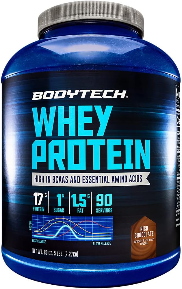 BodyTech Whey Protein - s 17 Gram beljakovin na služijo Idealen za post-workout mišice stavbe, Vsebuje mleko in sojo - bogata čokolada (5 Pound)