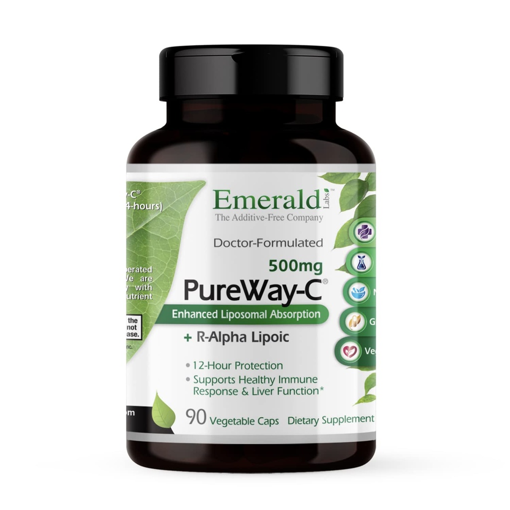 EMERALD LABS PureWay-C - Jetra in Imunska podpora dodatek z R-Alpha lipoična kislina* - hitro absorbira vitamin C - 90 Zelenjavne kapsule (45-dnevna oskrba)