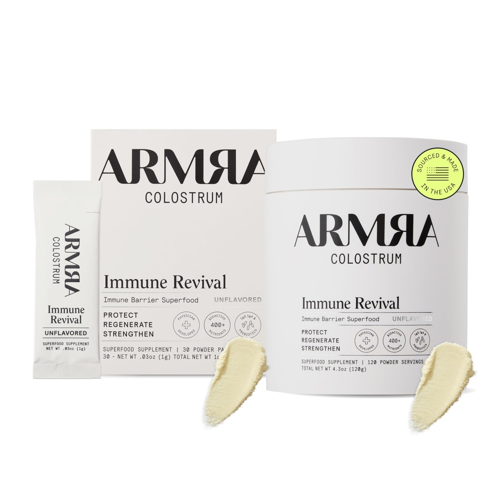 ARMRA ColostrumTM Premium prašek, hranilo za travo, gumijasta napihnjenost kože in las, vsebuje 400+ bioaktivna hranila, Keto, Gluten & Maščoba brez vonja (nearomatizirana krma)