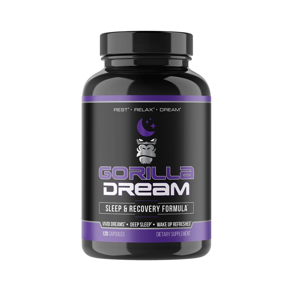 Gorilla Dream Sleep Supplement (120 kapsul) - Nootropic Infused Celovit spanje in okrevanje dodatek - GABA, Melatonin, Valerian Root, Magnezij, L-Theanin, Senzoril, Ashwagandha & More