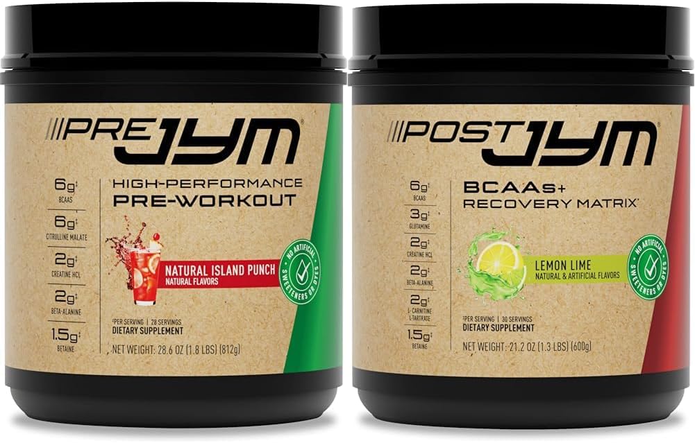 JYM Pre Workout, Post Workout, in BCAA Muscle Building Supplements Bundes z Pre JYM Powder, Post JYM Active Matrix, 30 Serving vsak