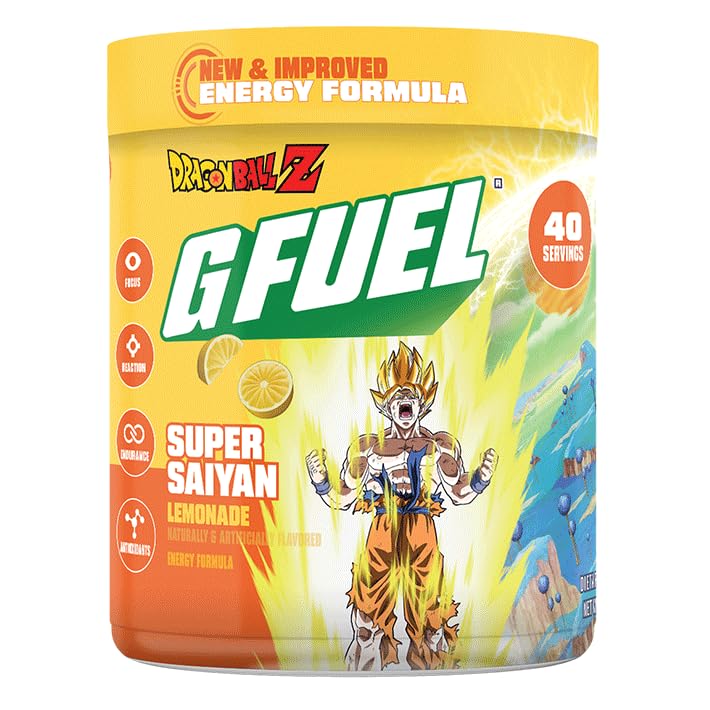 G Gorilna Zmajeva kroglica Z Energijski napitek v prahu, Pre Workout Caffeine Mix for Gaming, Sugar Free Focus Amino, Vitamin + Antioksidanti, 9.9oz (Limonada, 40 Serving)