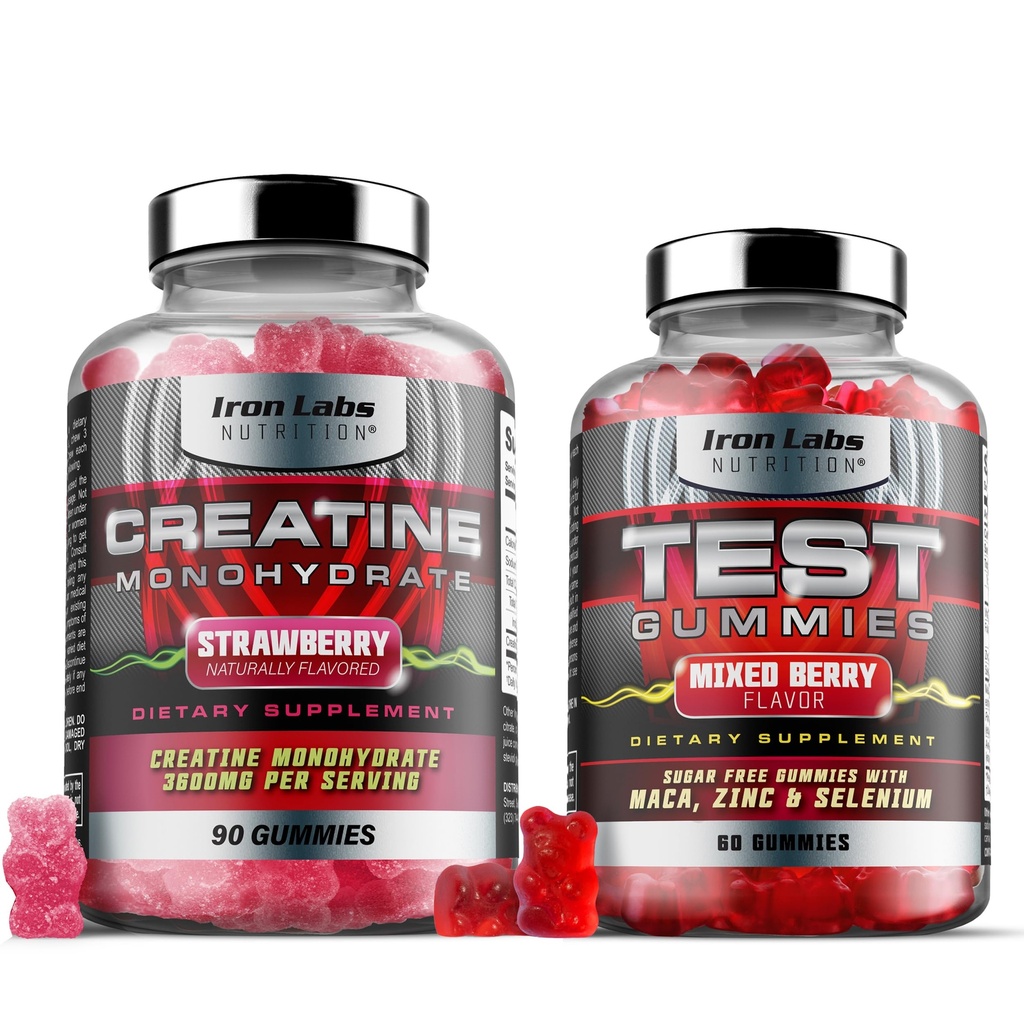 Muscle Gummy Bundle - Kreatin Monohidrat Gumies & Testo Gummies za moške - Napredni Bundle