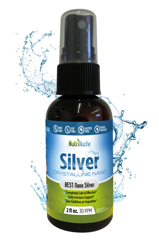 Nutrinoche Ultra Pure Coloidal Silver Spray - Odlična vsakodnevna podpora imunskemu sistemu - Organic 99,99% Nano delci - Ultra Pure Silver Hydrosol - 2 Ounce - 30 ppm