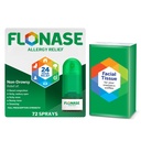 Flonase Alergija Relief nosni pršilo, 24-urno nezadržno multisimptomsko olajšanje - 72 pršila in bonusni paket tkiv
