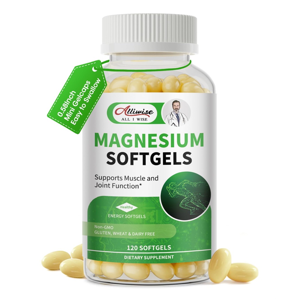 Magnezij Glycinate 500mg Softgels dopolnilo, Majhne enostavno pogoltniti Magnezij Gelcaps visoka absorpcija za nočno nogo & Sleep podporo, mišice&Bone, Calm, Non GSO, 120 Gelcaps, 60 dnevna dobava